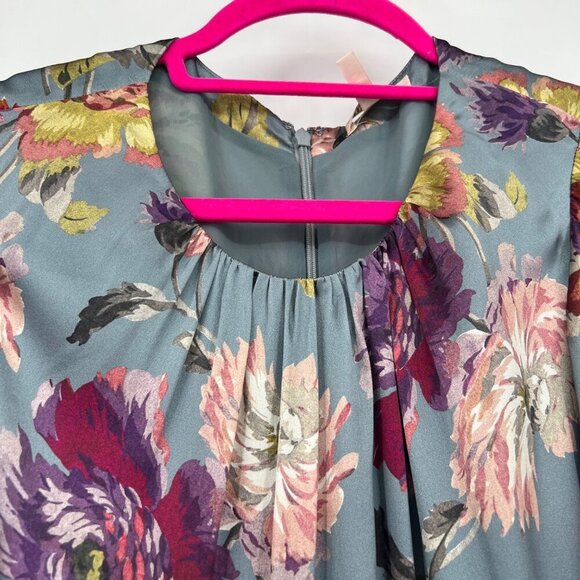 Rebecca Taylor 100% silk Short sleeve, mock, floral motif, baroque print, floral - Picture 5 of 15